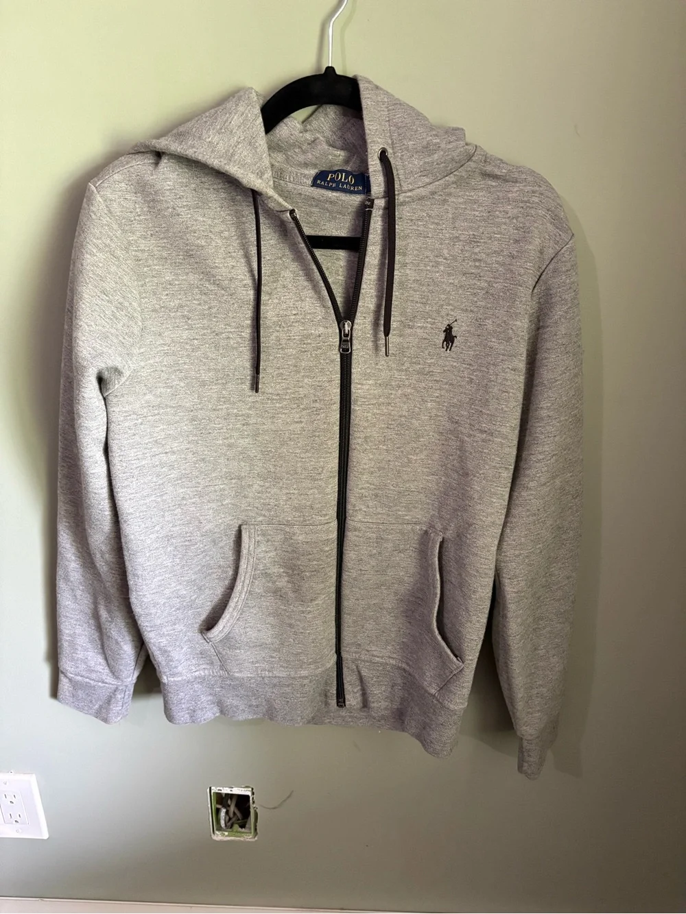 Ralph Lauren Heather Gray Zip-Up Hoodie Sweater